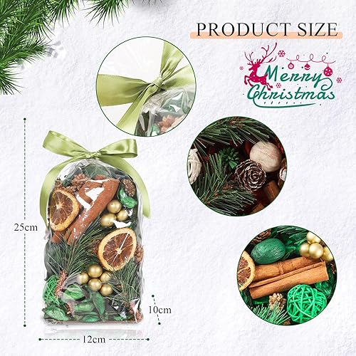 Miniatura 2 de 4 unidades de popurrí de Navidad, bolsa de relleno de jarrón decorativo mixto de flores secas de 24 onzas, popurrí perfumado para centros de mesa de