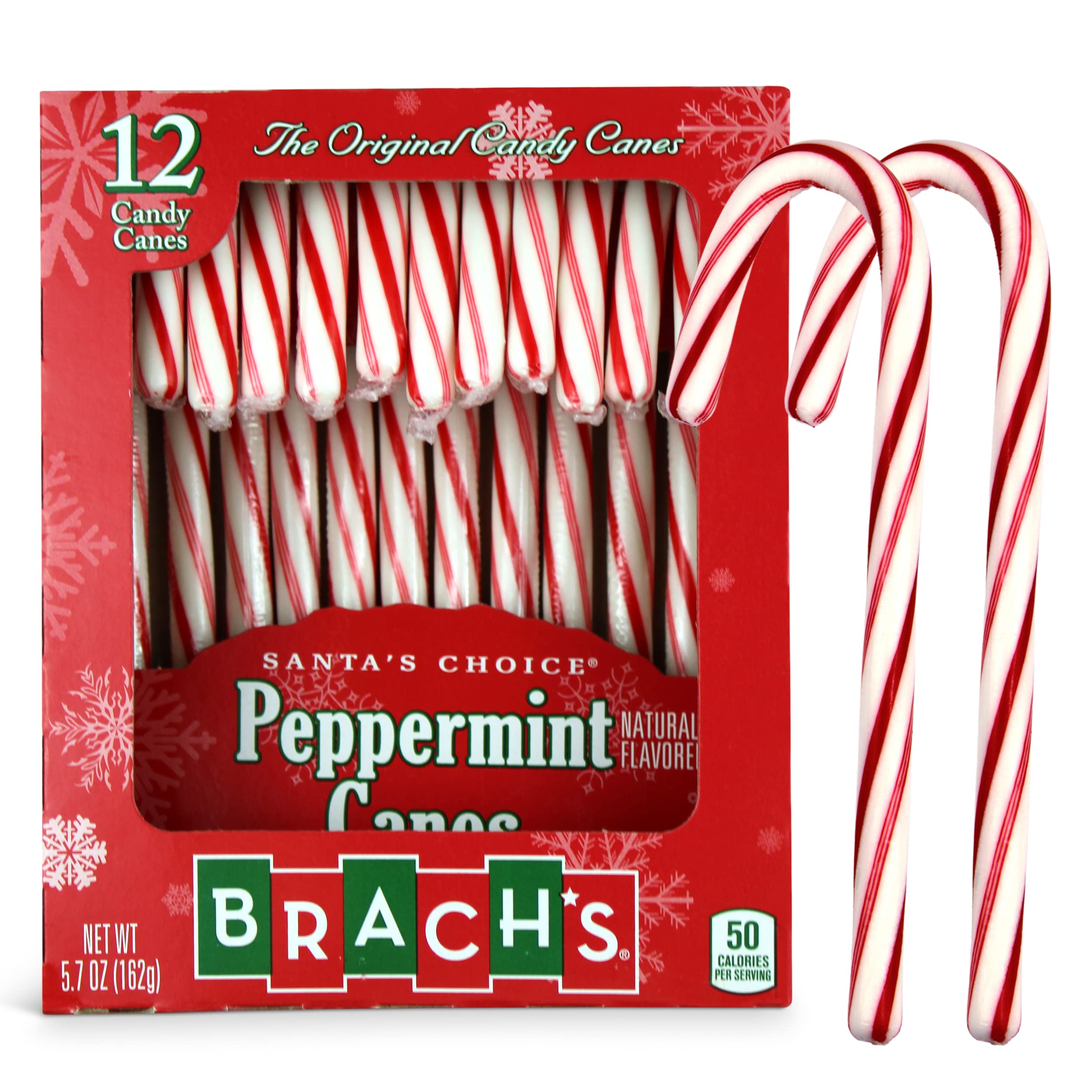 Brach’s mint Canes – 12-Count Mint Candy Canes – Peppermint Candy Canes for Holiday, Christmas, Stocking Stuffers – Delicious Candy Cane Bulk for Buffet, Holiday Decor – 1 Pack