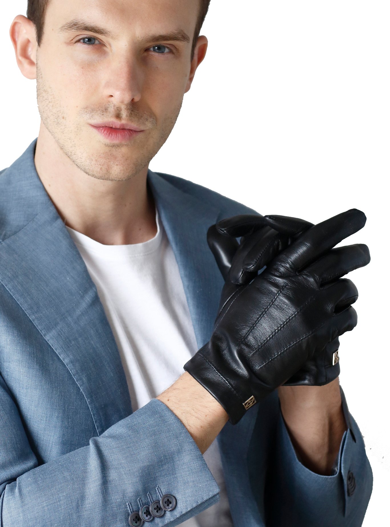 NappaNovum Men's NappaGloves with Warm Lining Classic Lambskin Winter Warm Touchscreen Gloves (S, Black)