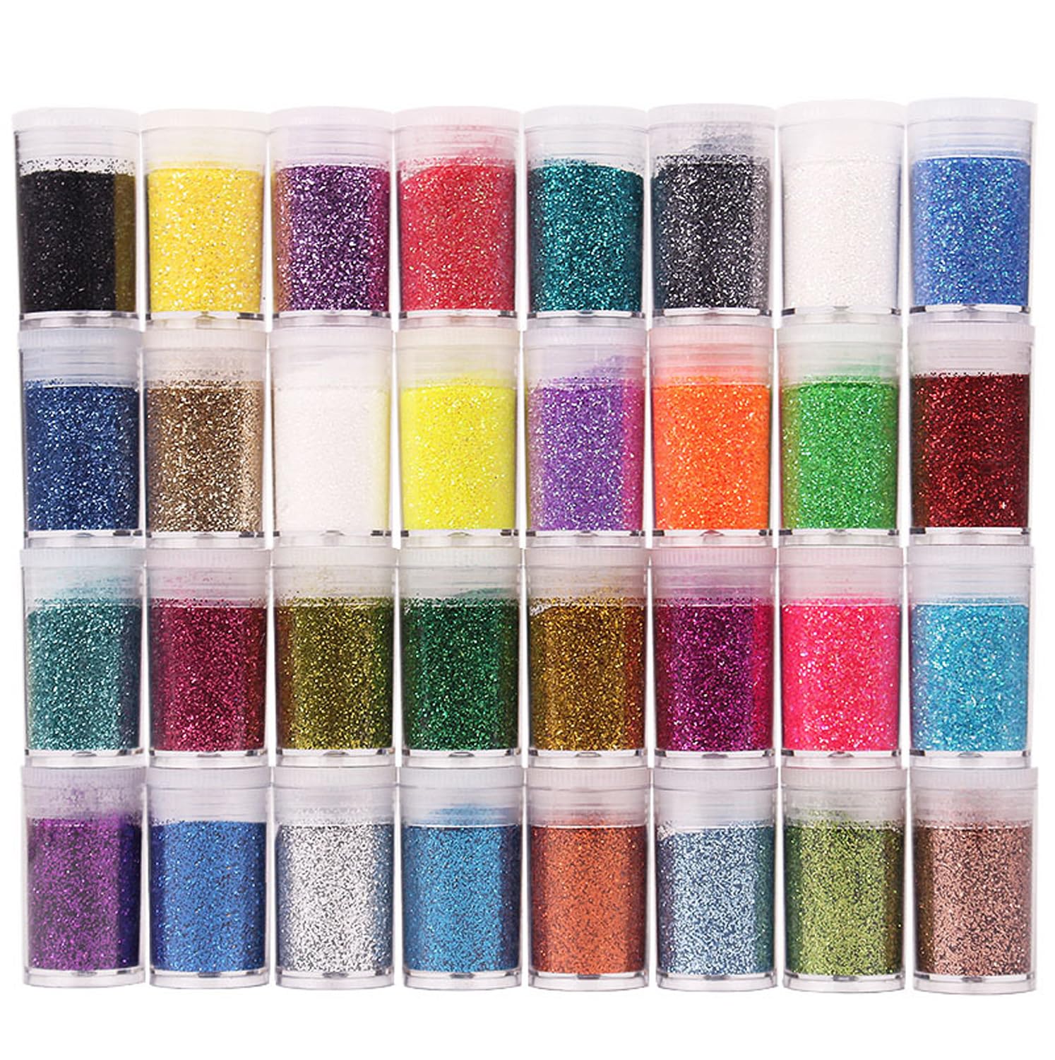 MXTIMWAN Glitzerpulver Set – 32 Farben Für Gesicht, Haare & Nägel | Festival-Make-up & Party-Deko