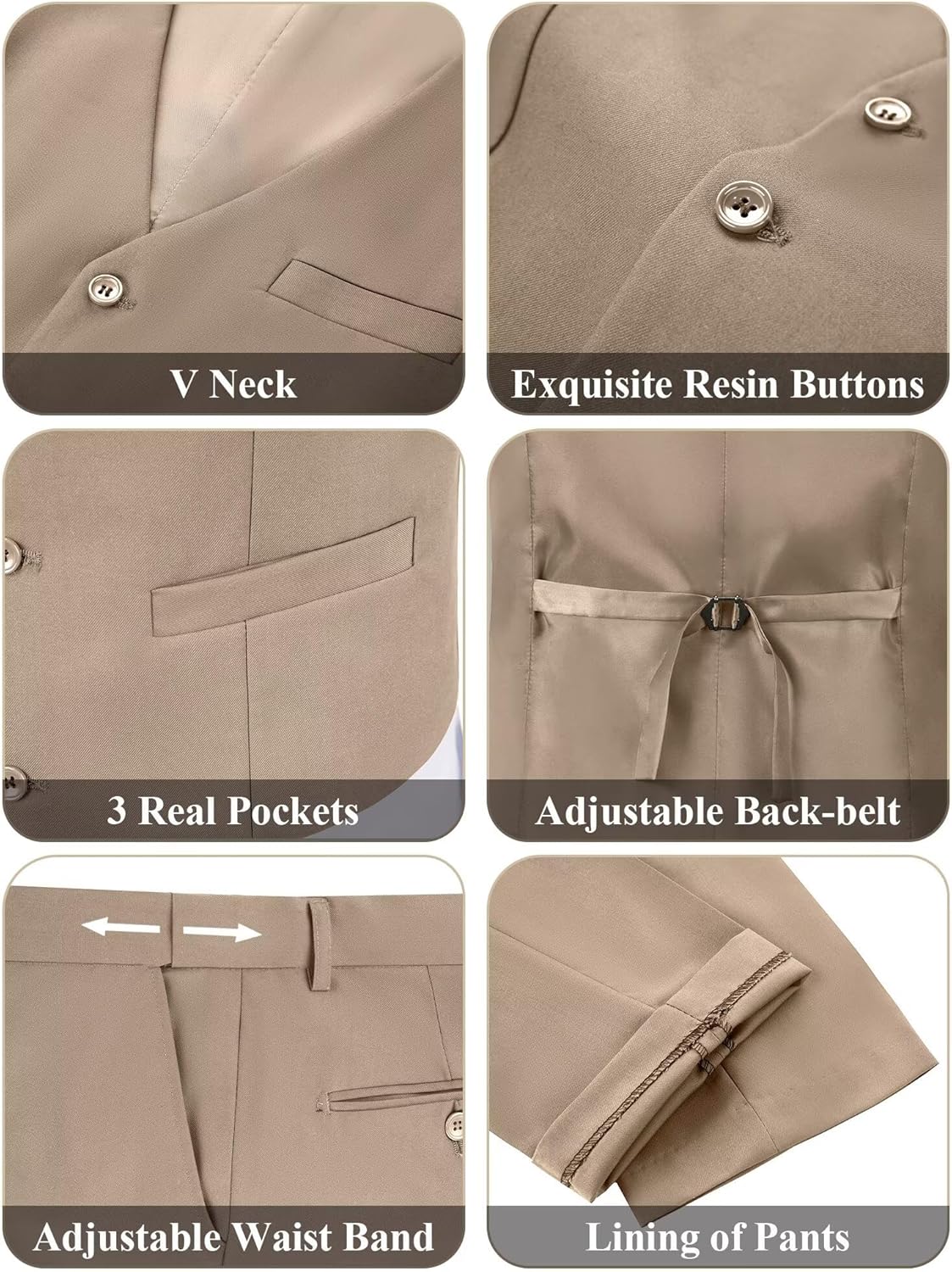 Retro 3 Piece Suit Tweed Herringbone Suit Jacket 2 Button Slim Fit Groom Men Formal Suit Vest Dress Pants Prom Tuxedo - Image 5