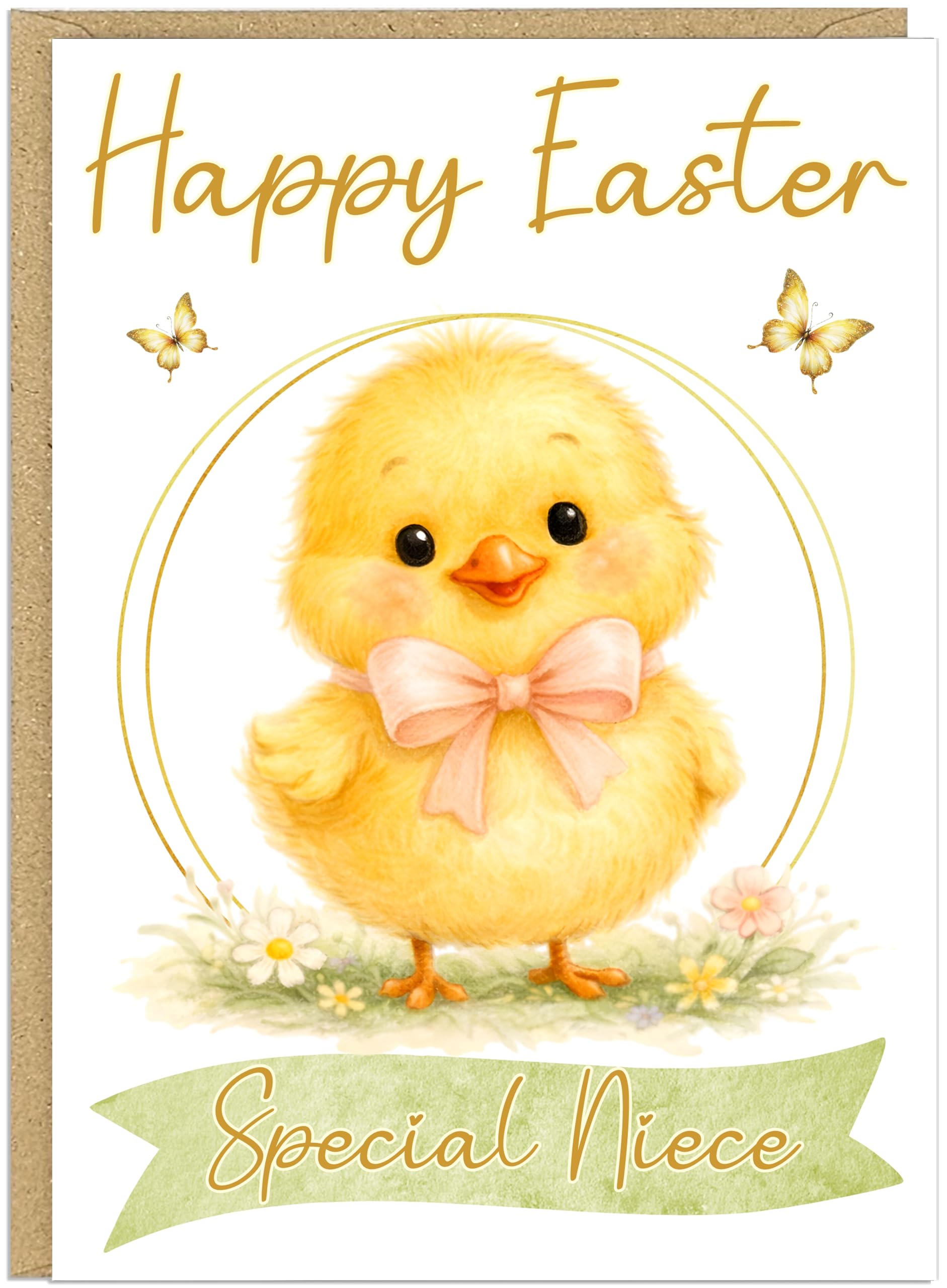 Personalised Happy Easter Card for Children | Custom Own Name Chick Design | Easter Greeting for Niece Nephew Grandson Granddaughter Children | A5 Easter Celebration Cards (Design 1)
