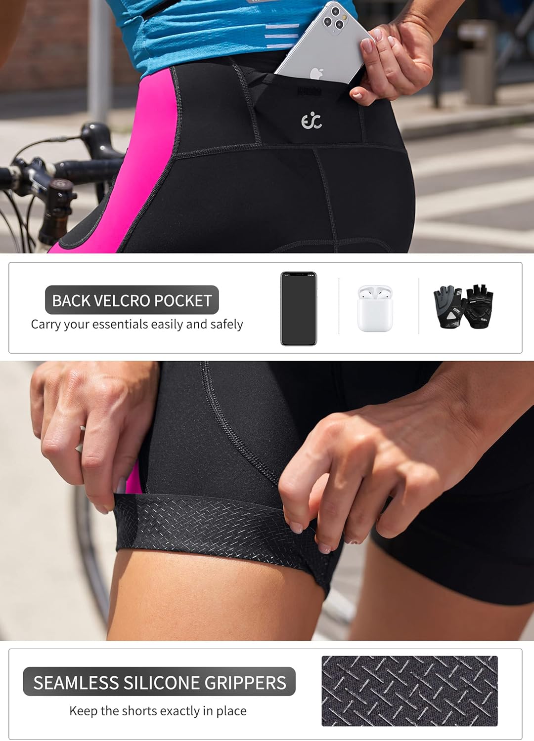 Ewedoos Padded Bike Shorts Women 4D Padding Cycling Shorts with Pocket Road Mountain Ride Womens Biking Bicycle Biker Shorts - Image 3