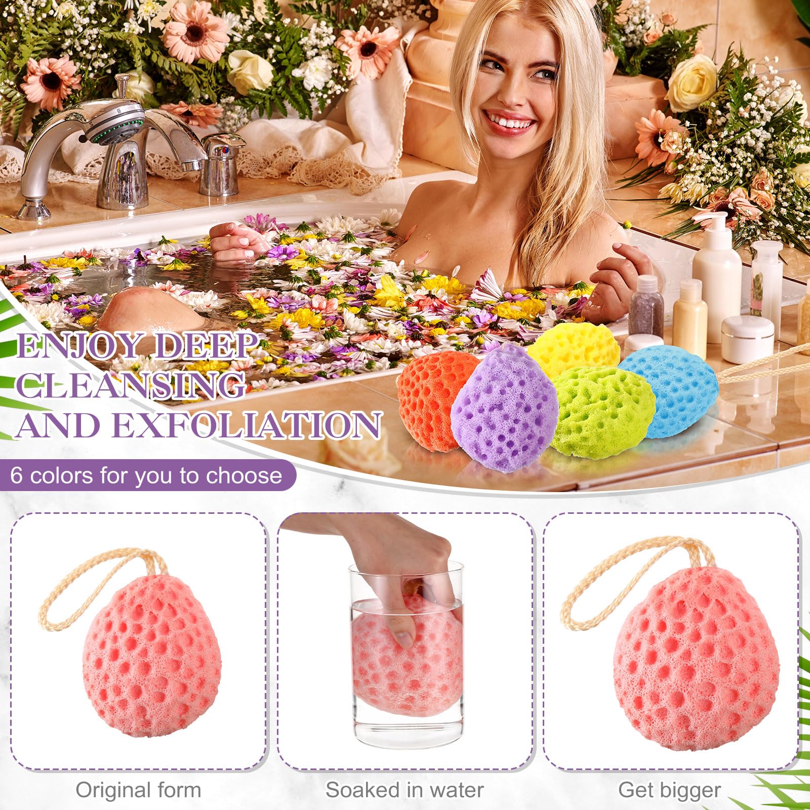 FoldTier Bath Sponge Body Loofah Deep Cleansing Shower Scrubber