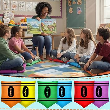 Yousoontic 6 Pcs Crayon Pillows for Classroom, 14 x 20 in, Flexible Seating