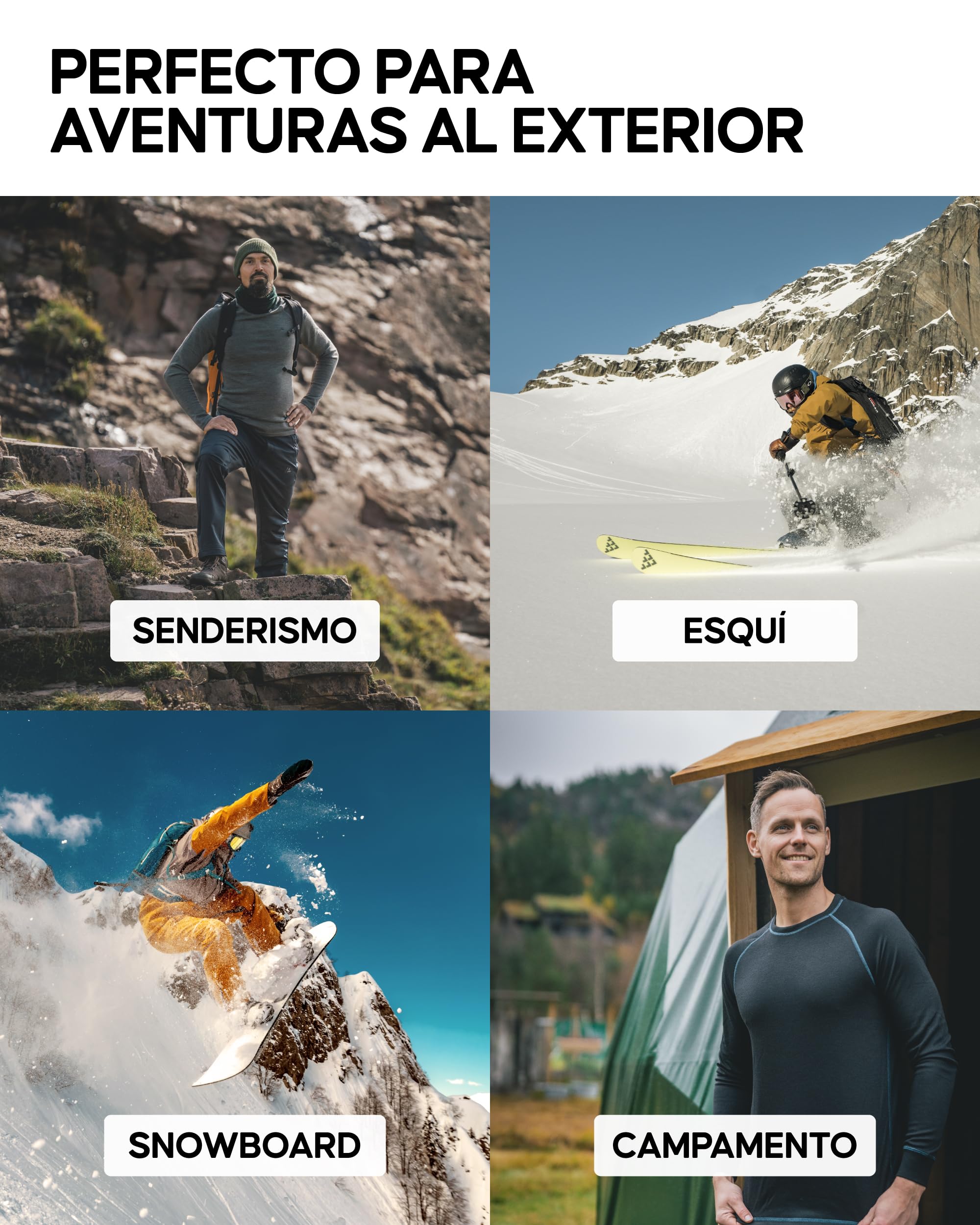 DANISH ENDURANCE Camiseta Térmica de Lana Merino para el Frío Extremo para Hombre, Alto Grosor y Gramaje, Ropa Interior Térmica de Invierno