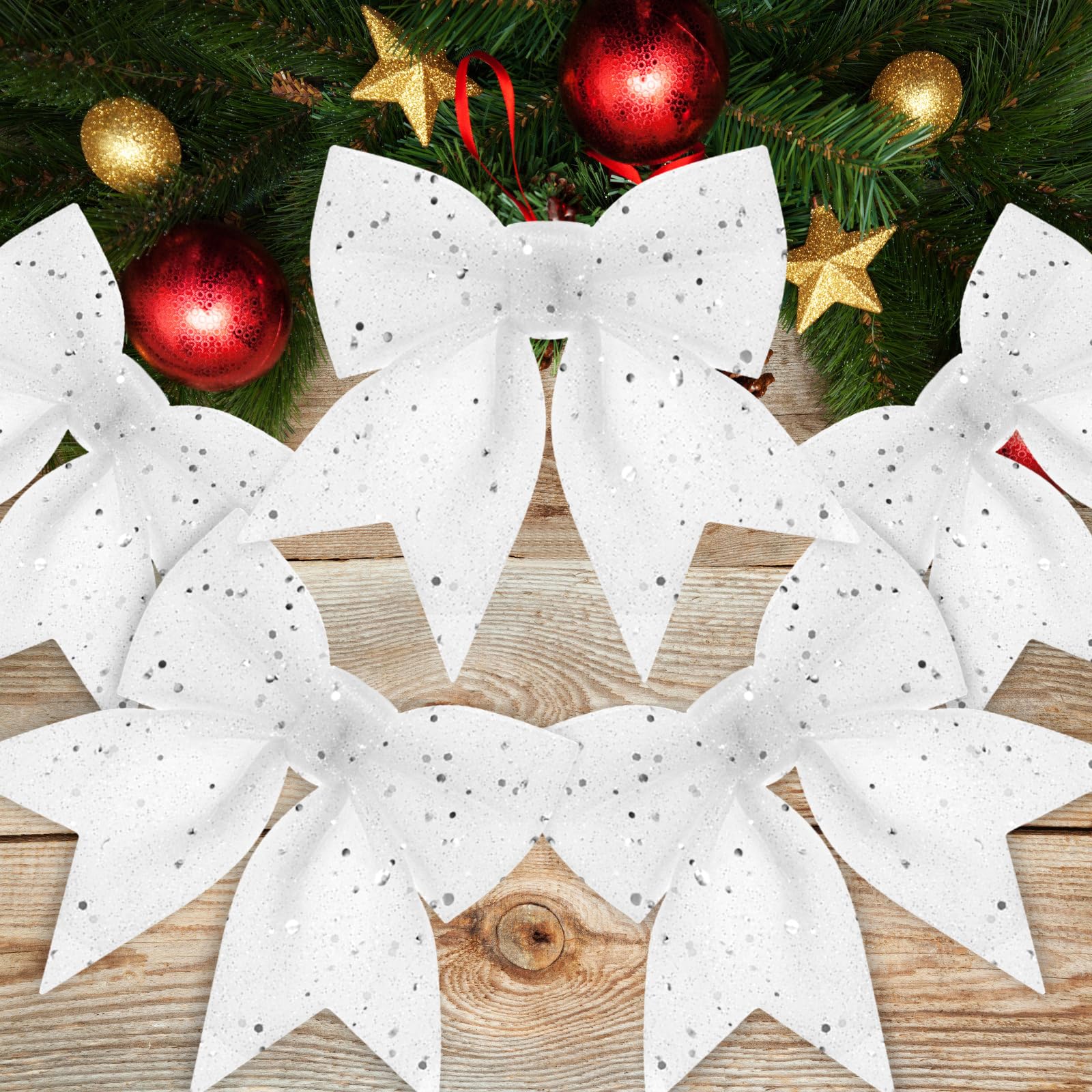 Nœud De Décoration Noël En Satin 117 Cm - Avec Armature Métallique, Réutilisable - Pour Sapin, Couronne, Mariage, Voiture - Blanc - 5