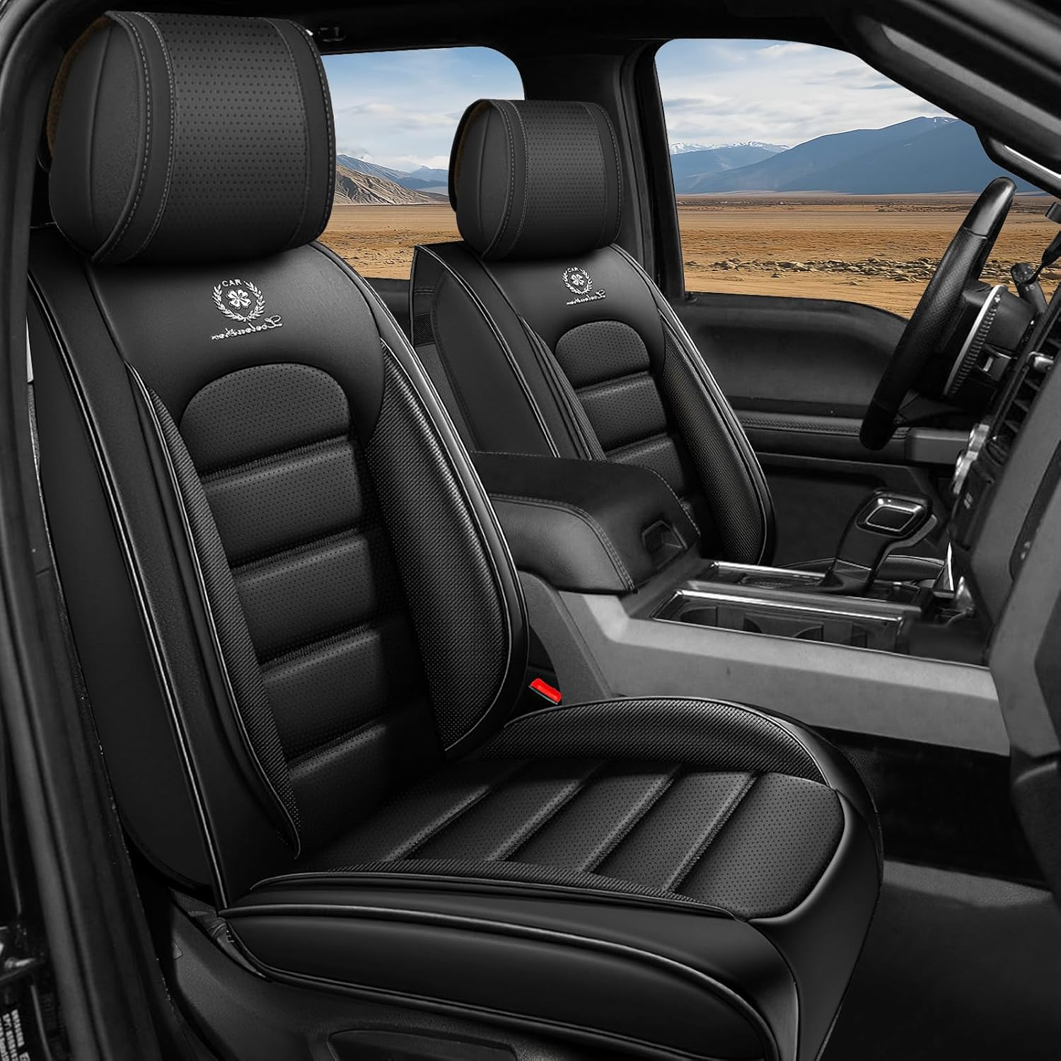 Car Seat Covers Full Set for Ford Bronco Sport 2021 2022 2023 2024 2025 2026 Base/Big Bend/Outer Banks/Badlands, Truck Nappa Leather Seat Cover Waterproof Pickup Protectors(Black Coffee,5 PCS)