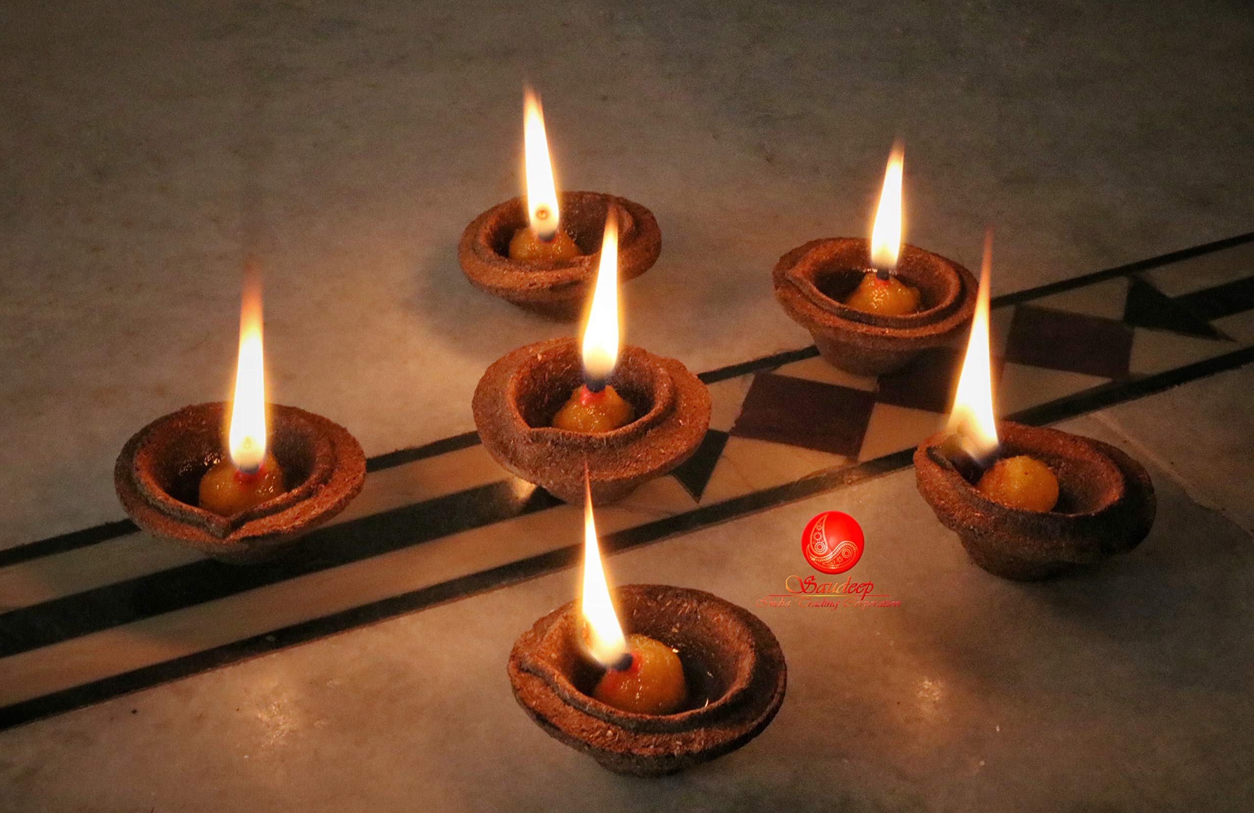 Saudeep India Panchagavya Diya | Deepak, Made of 5 Natural Elements - Cow Dung, Gow Mutra/Milk/Curd and Ghee/Very Rare and Exotic (Pack of 12) - Image 4 thumbnail