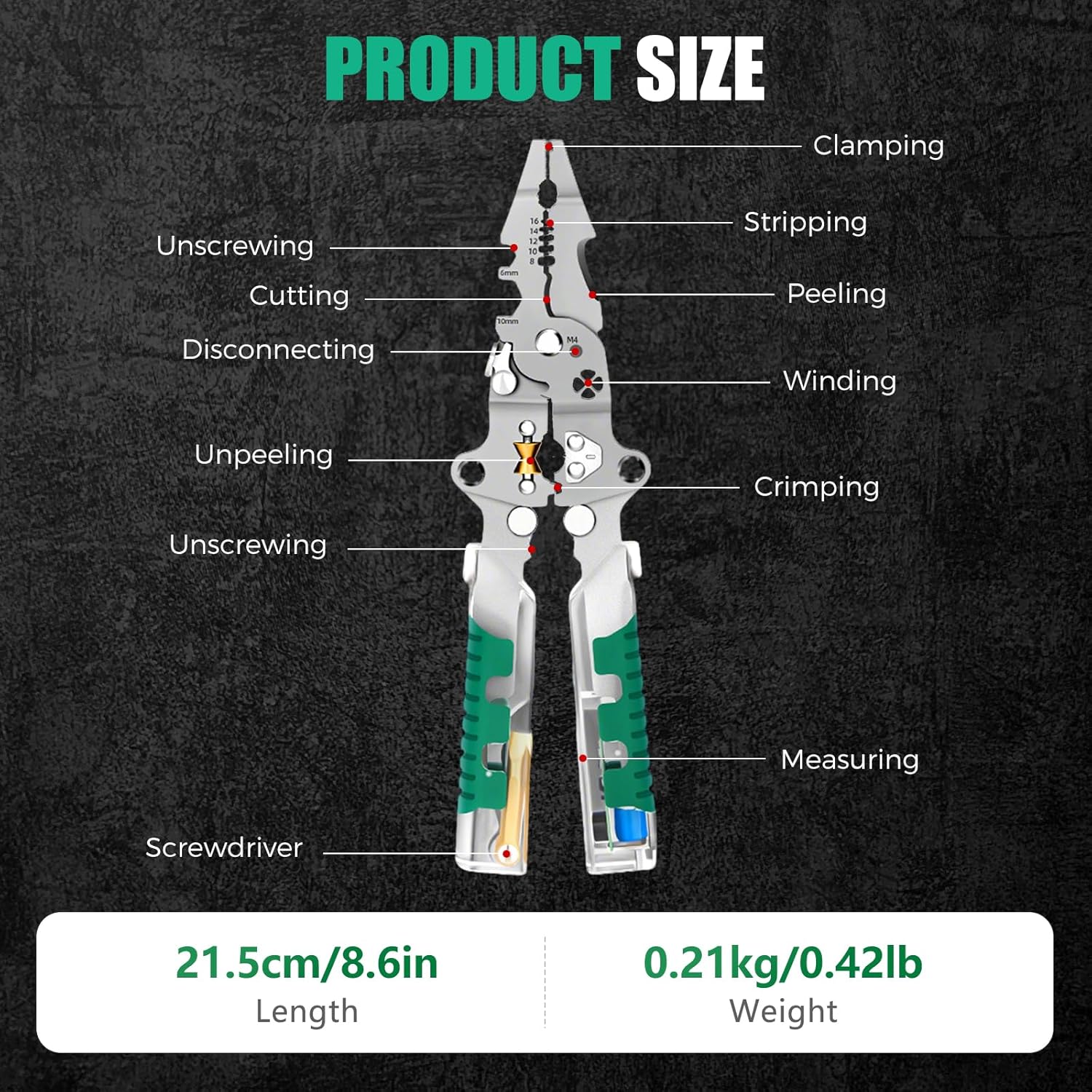 18 In 1 Foldable Ｗire Stripper with Voltage Tester, 2025 Multifunctional Plier Tools, Folding Efficient Electrician Stripping Plier for Cutting and Pulling Pliers, Crimping Tool for Repair(2pcs)