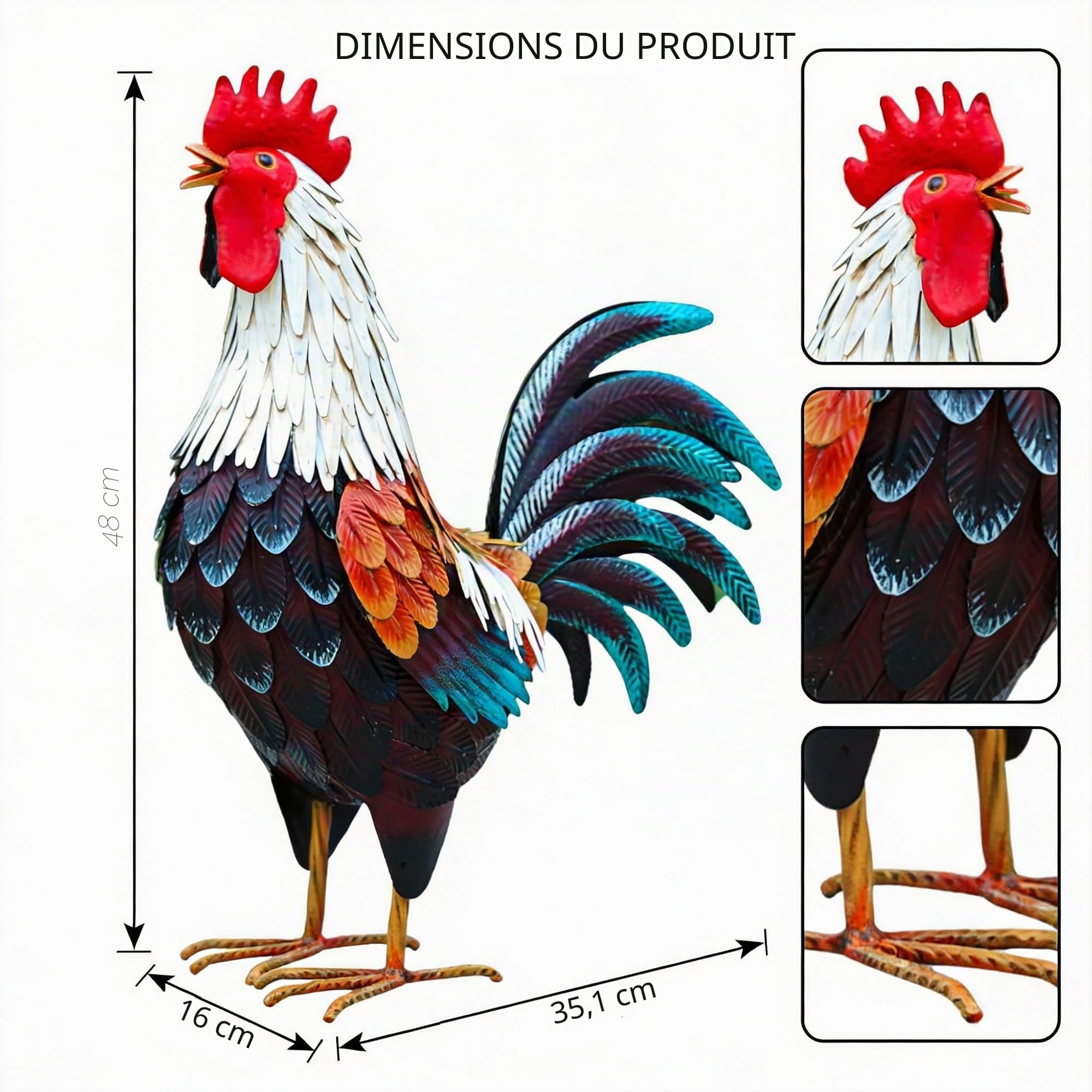 chisheen Décoration de Coq en métal, décorations de Poulet, Statues de Jardin en Plein air, Sculpture de Poulet en métal pour Jardin, terrasse, Cuisine, décoration et décoration de pelouse