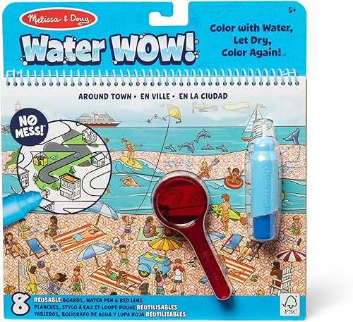 Melissa & Doug On the Go Water Wow! Almohadilla de actividades reutilizable de lujo para revelar agua Around Town