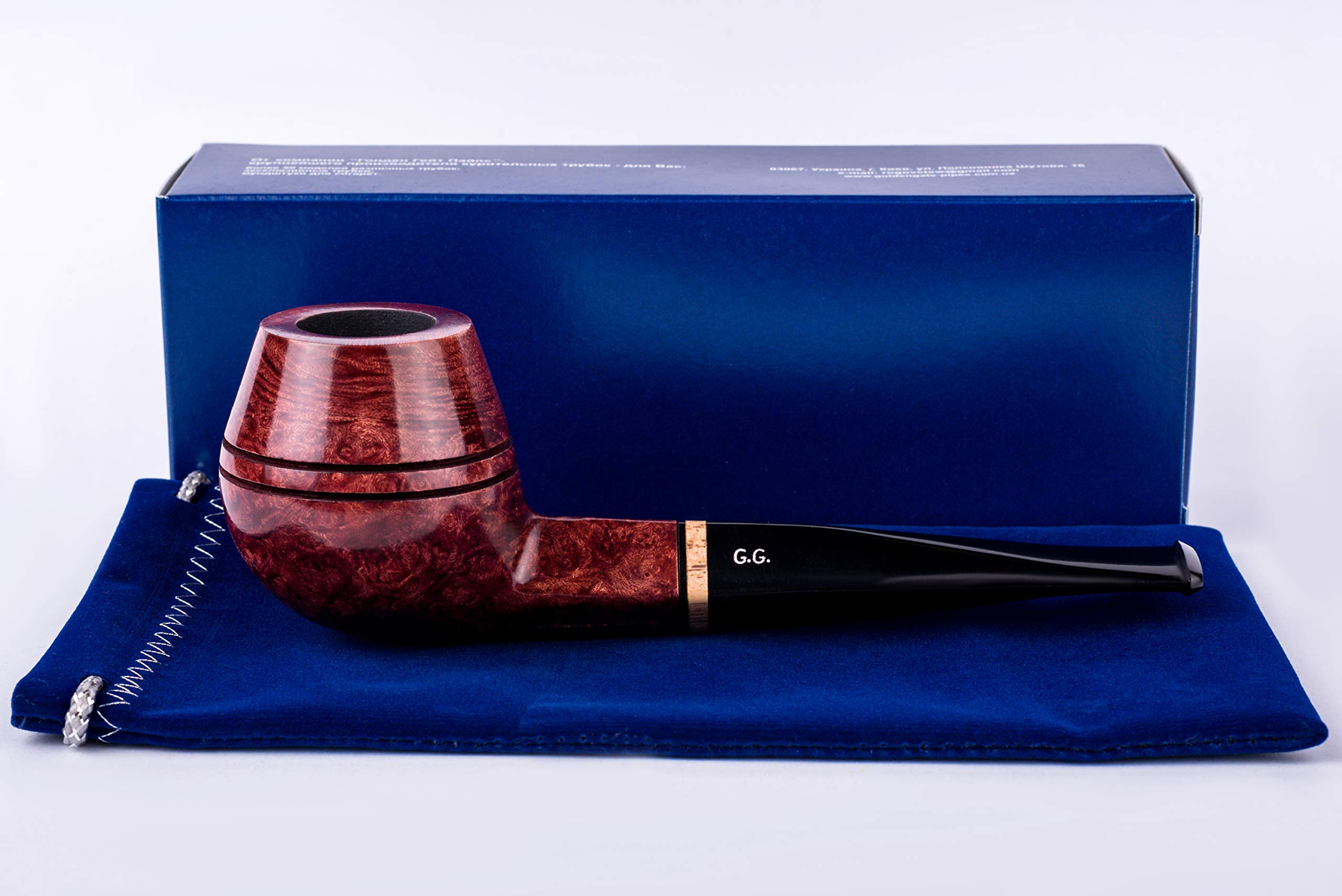 Pipe en bois pour tabac - Série Bulldog, Fabriquée à la main en bruyère, Compatible avec filtre 9mm (Acajou)
