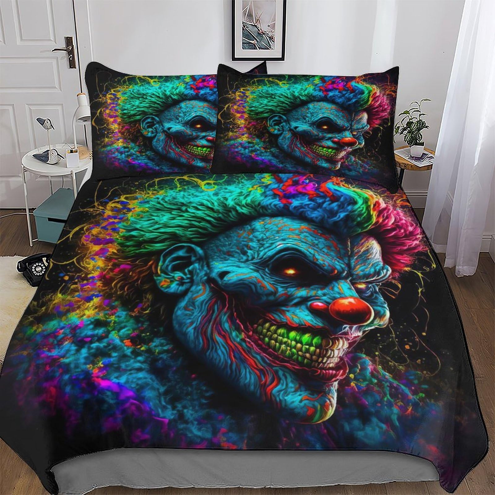 Housse de couette clown hypoallergénique en microfibre respirante 220x240 parure de lit
