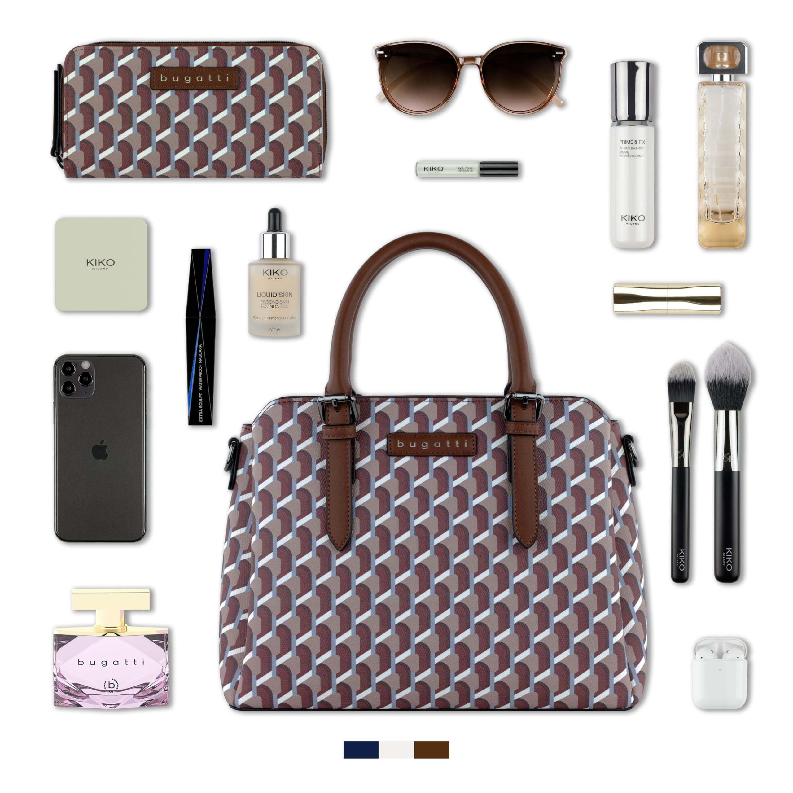 bugatti Ella Borsa da donna, borsa bowling media in similpelle