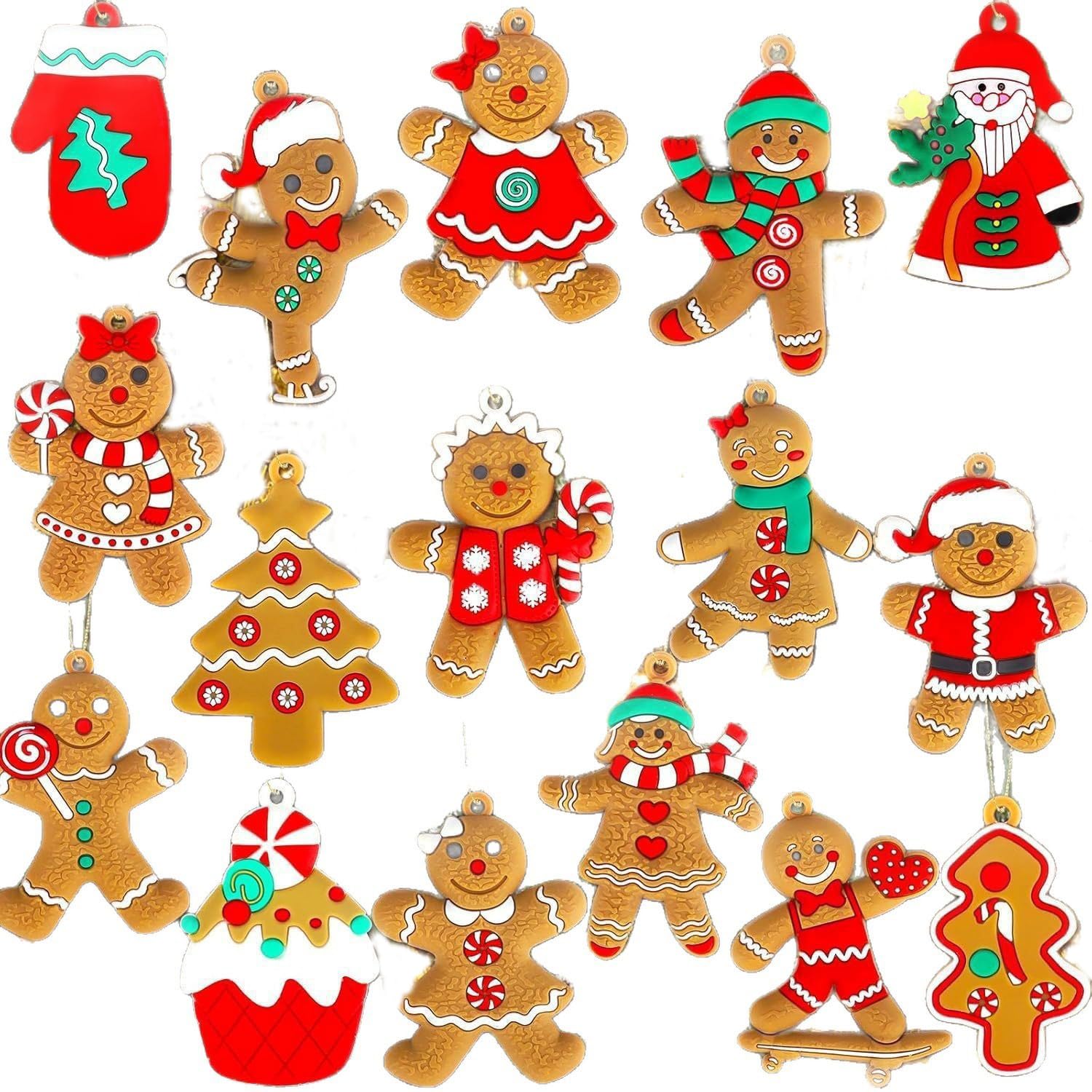 Gingerbread Christmas Ornaments - 16 Pcs -17 Gingerbread Christmas Ornaments - 16 Pcs -17
