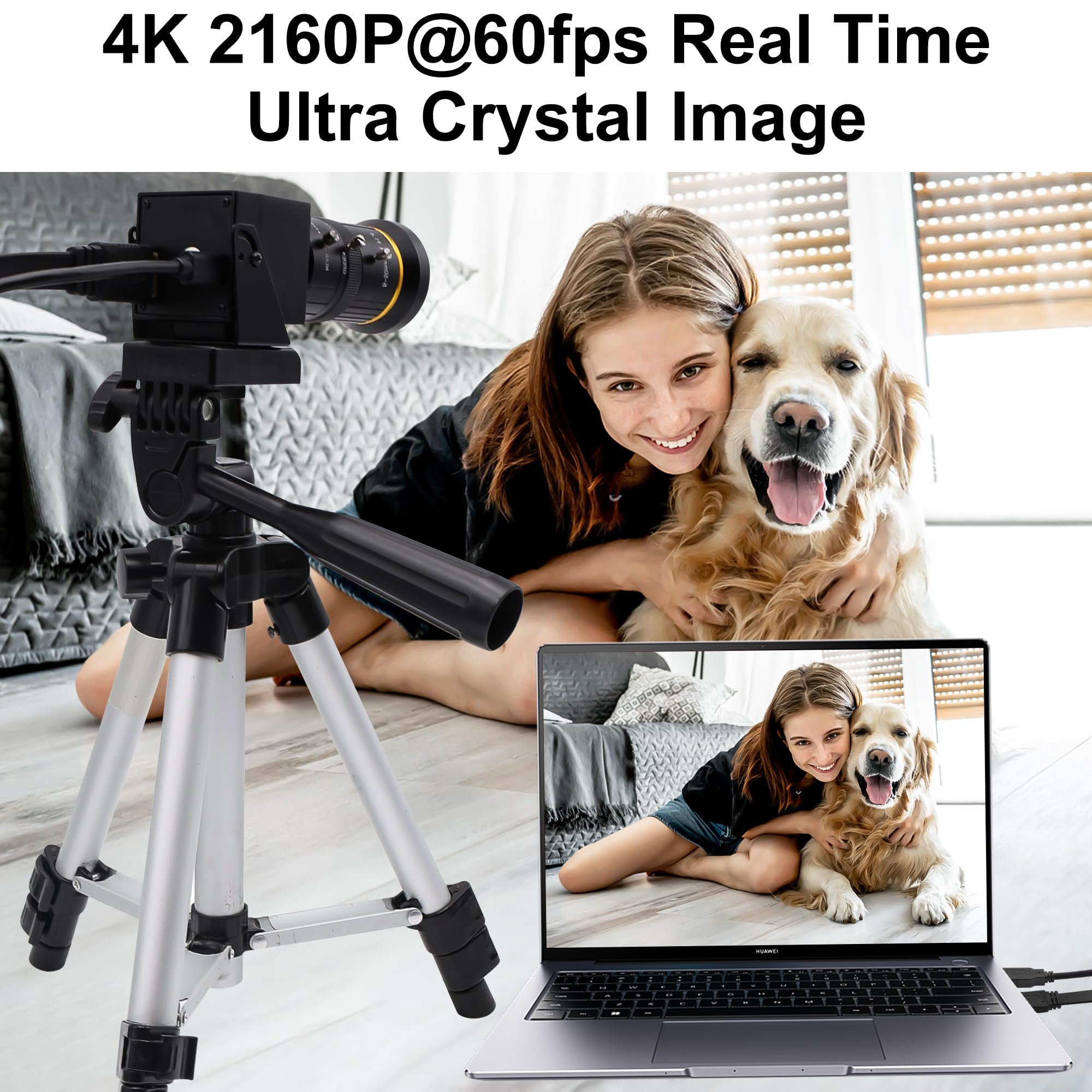 Zoom Ottico 10X 60fps HDMI USB3.0 Fotocamera 4K Ad Alta Velocità H.264 Uscita simultanea Webcam PC Plug and Play per Sicurezza Informatica Industriale Live Streaming CCTV Proiettore