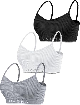 Girls Sports Bras, Breathable Adjustable Training Bras, Padded Everyday Bra Bralette,Crop Cami Tank Top 6-14