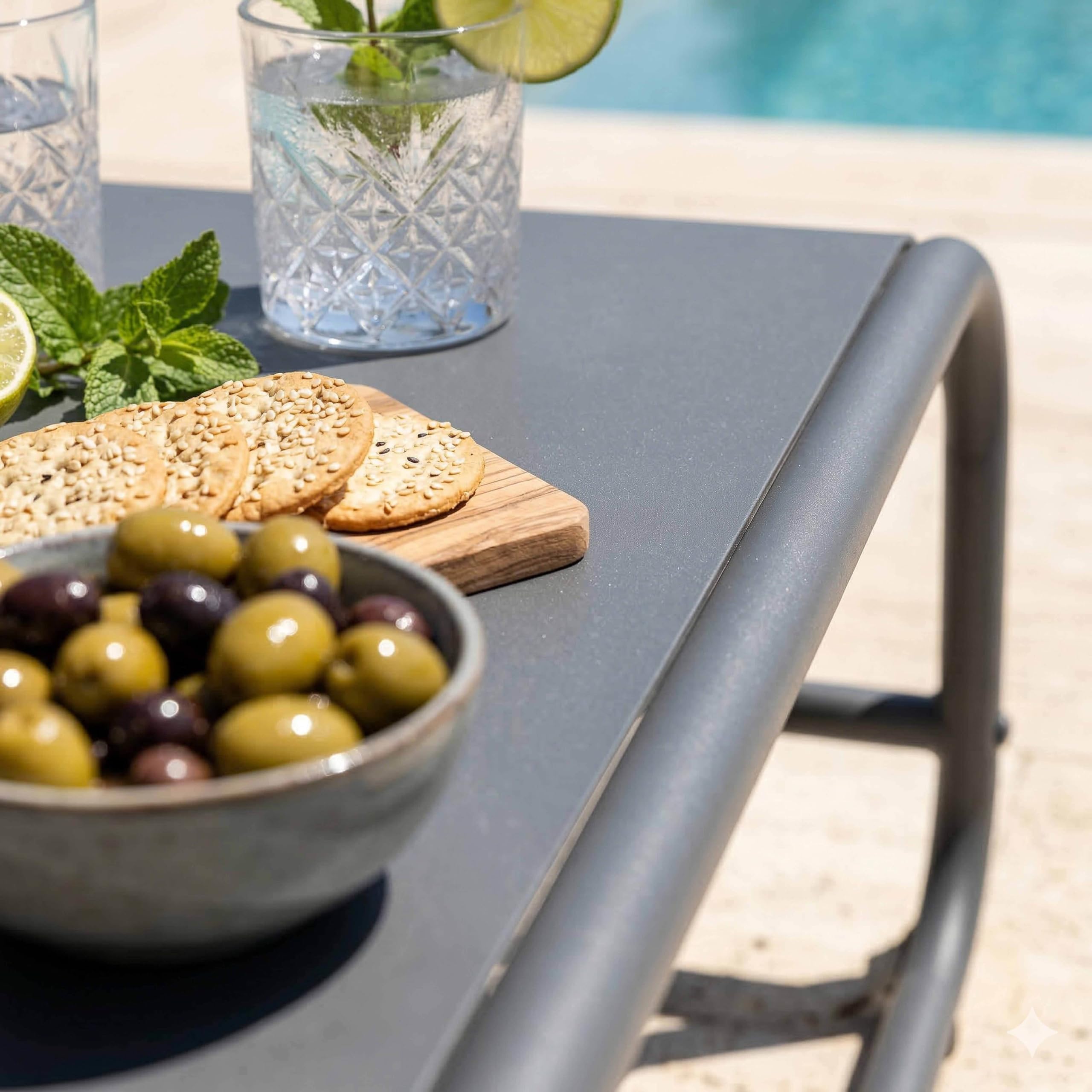 Oviala Table Basse de Jardin en métal 85x40x30 cm Gris - Mixi