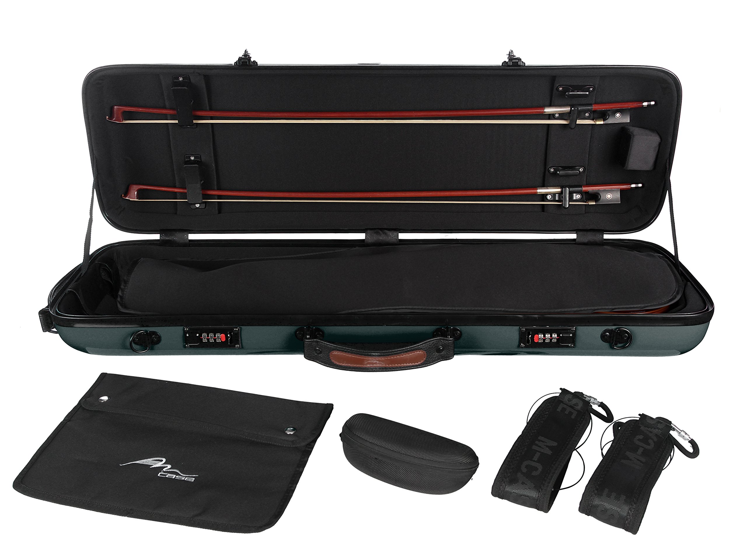 Geigenkoffer Fiberglass Safe Oblong 4/4 grün M-Case + Musiktasche