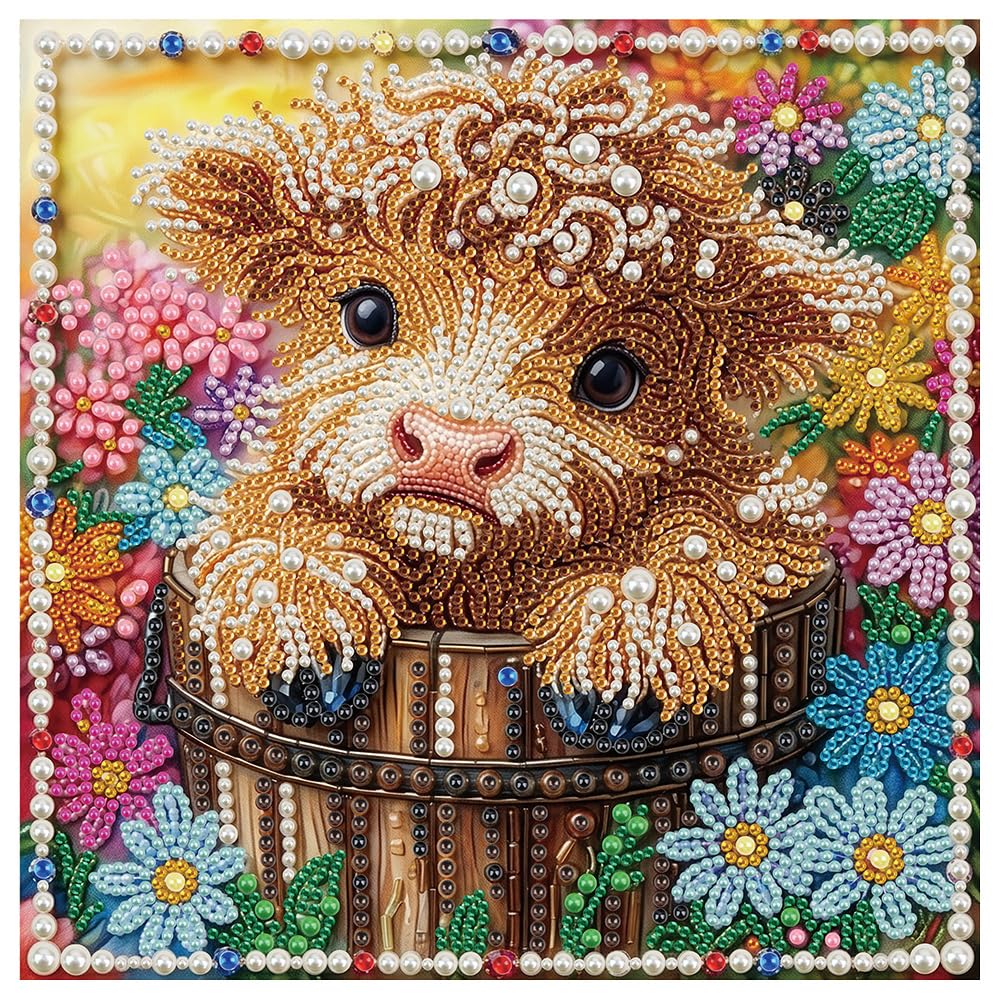 Sanjee Highland Cow Pearl Diamond Art Painting Kit for Adult, 30×30 CM