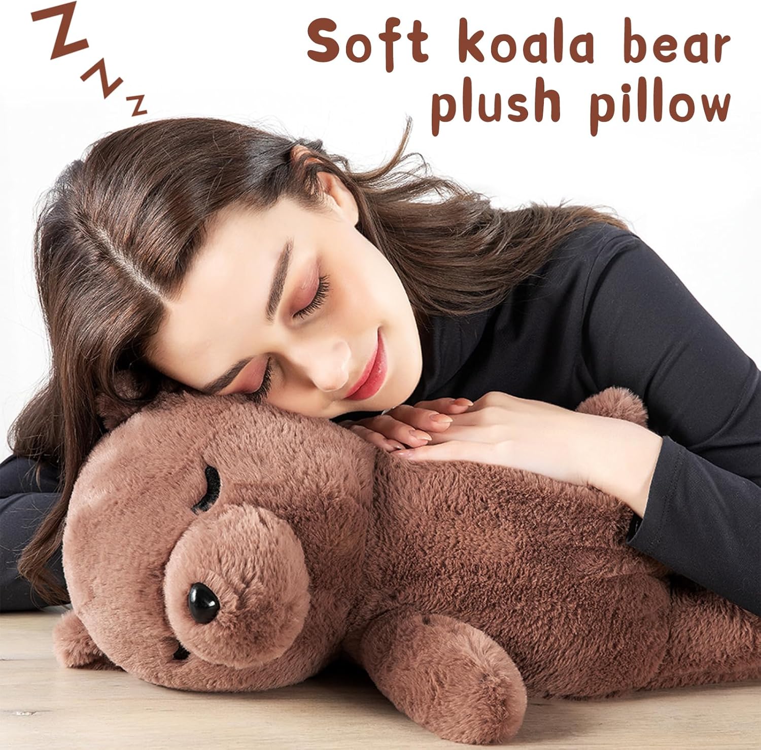 Tezituor 20 inch Big Teddy Bear Stuffed Animals Sleeping Plush Toy, Cute Stuffed Koala Bear Toy Soft Brown Bear Plush Pillow for Kids