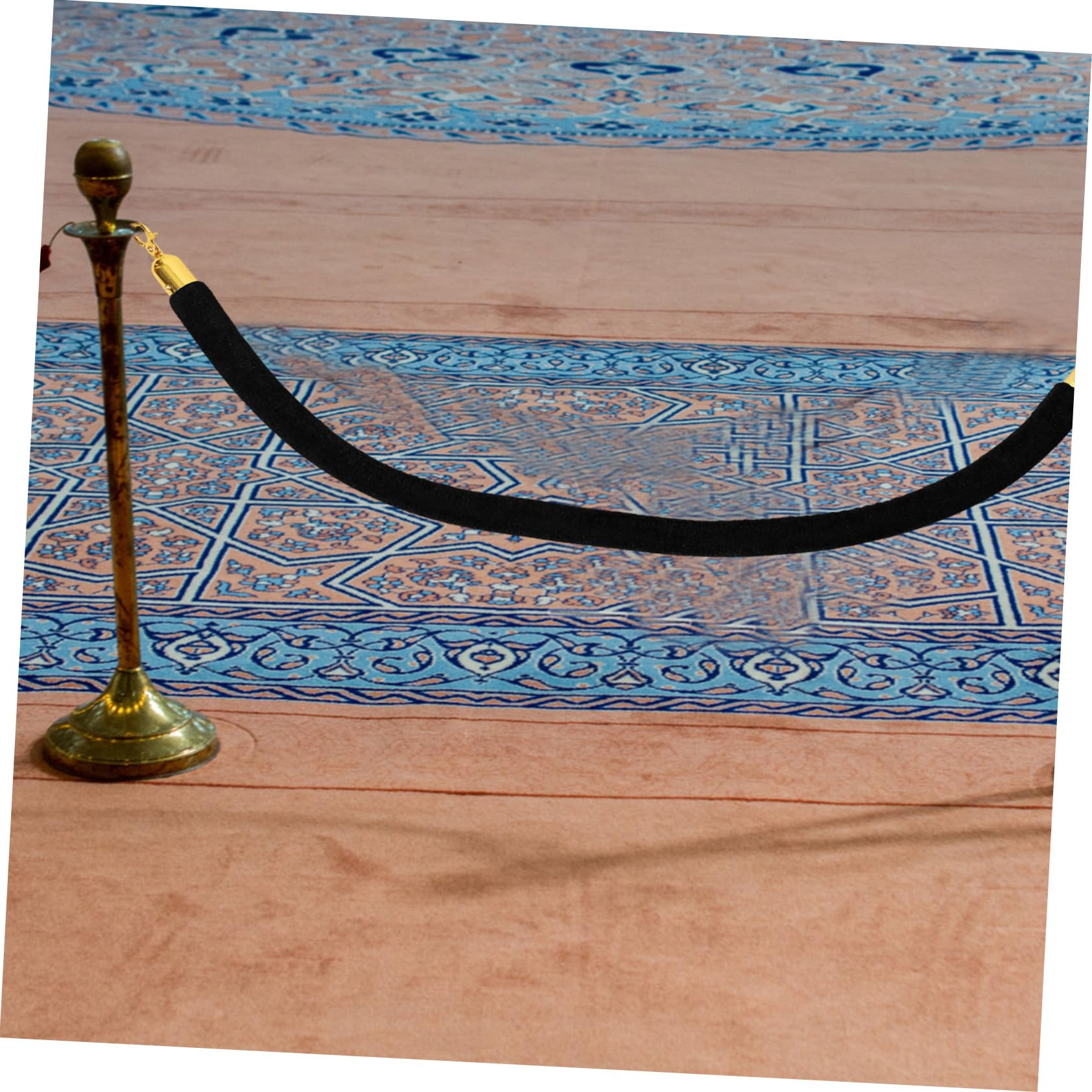 SEWOART Concierge Post Lanyard Control Rope Thick Rope Caution Tape Guardrail Rope Reflective Tent Guy Ropes Rope for Stanchion Queue Post Rope Stanchion Rope with Hook Belt Black Flannel