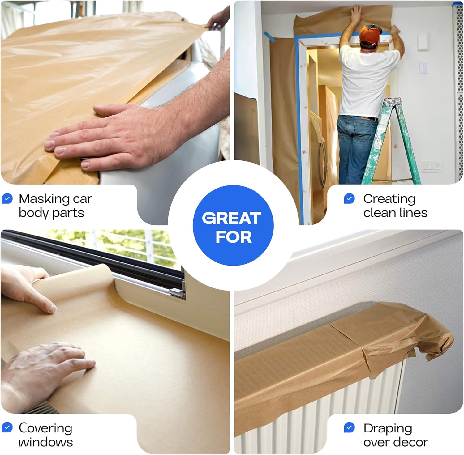 IDL PACKAGING Premium 18" x 60-Yard Brown Masking Paper Roll to Cover Area - Kraft Paint Paper to Protect Surfaces from Water-Based Materials - Painter’s Paper Roll for Home Improvements