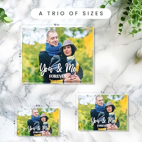 Miniatura 8 de ACRYLUXE Regalo de foto personalizado para parejas, imagen de casado para siempre, 4 x 6 pulgadas, acrílico transparente grueso, decoración de