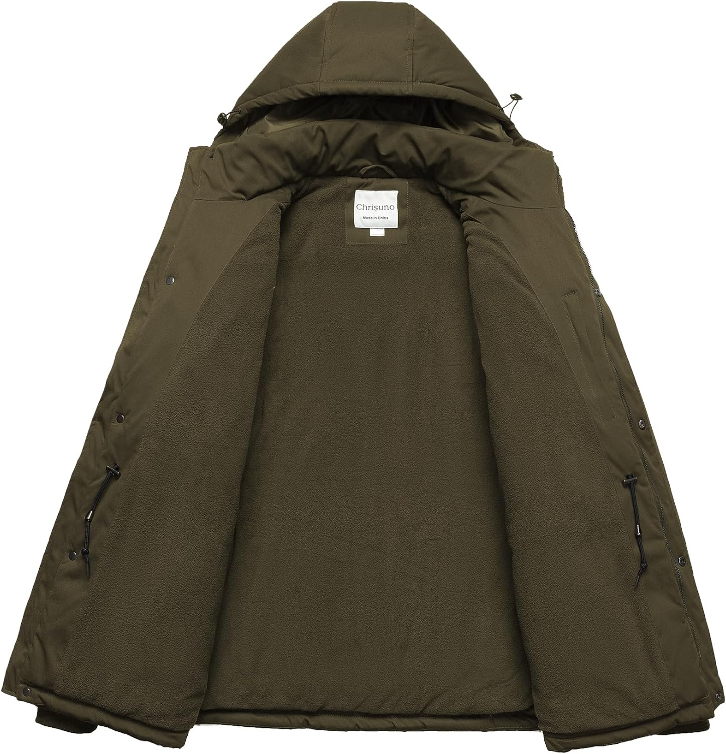 Chrisuno Men's Big and Tall Winter Coat Insulated Military Parka Jacket Waterproof Fleece Lined Thickened Detachable Hood - Image 3