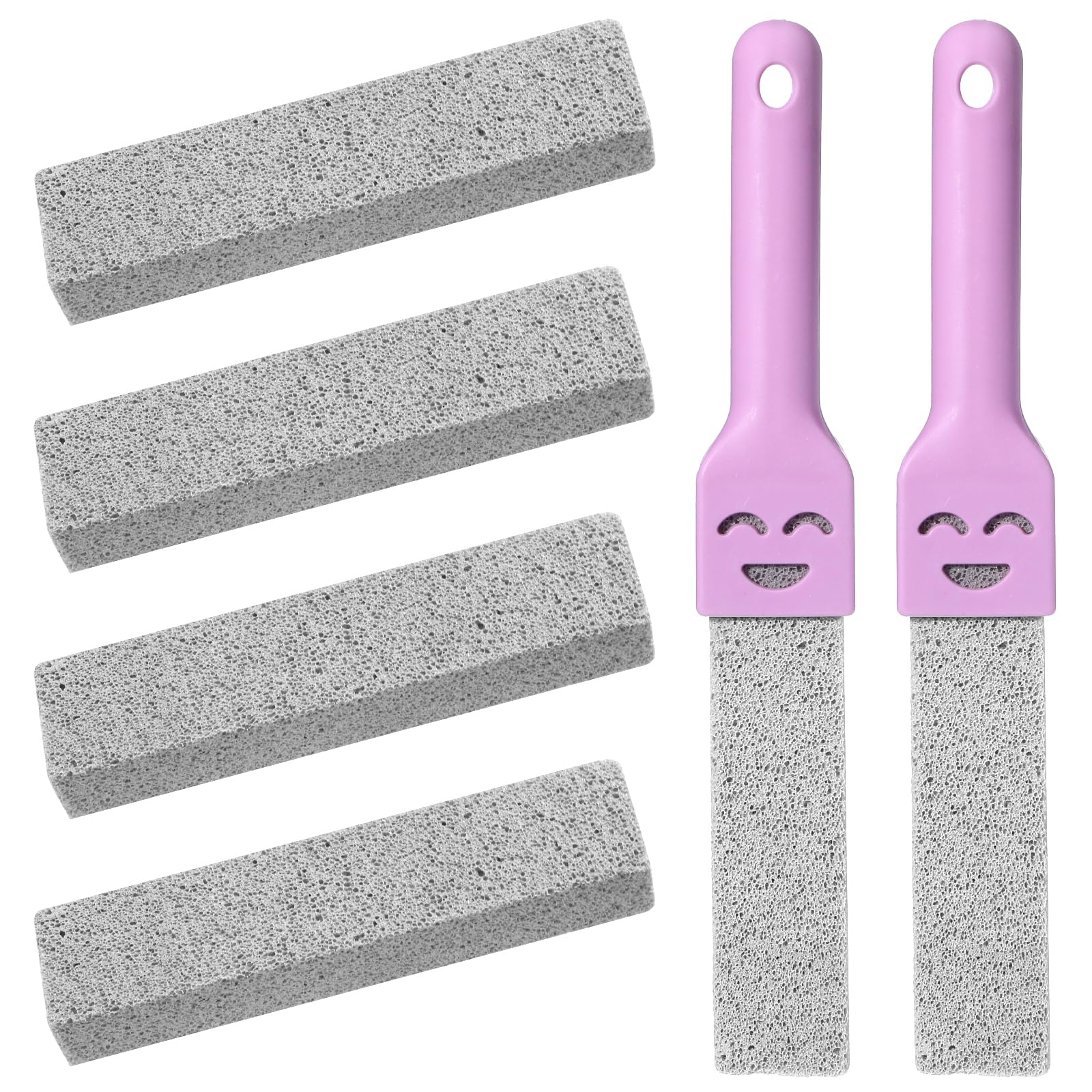 4 piezas de piedra pómez Pumice Stone Toilet Cleaner, piedra de limpieza para inodoro con 2 asas rosas, piedra de limpieza para inodoros, hornos, piscinas, barbacoas y bañeras