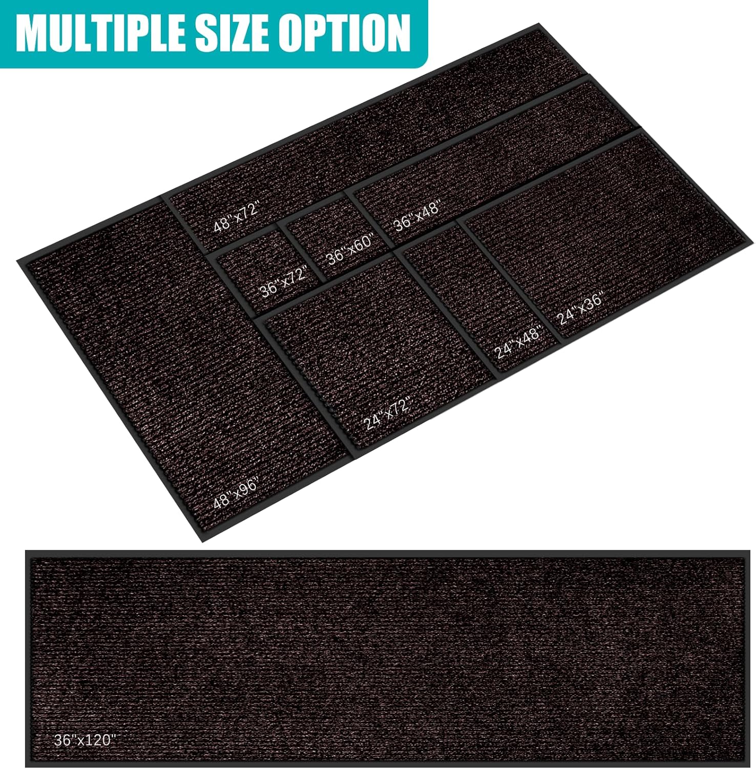 Azadx 2'x4' Indoor Outdoor Door Mat Heavy Duty Front Door Mat Ultra Absorbent Muddy Dirt Resist Welcome Door Mats Non-Slip Backing Entrance Mat for Home Commercial Outdoor Entrance Floor Mat