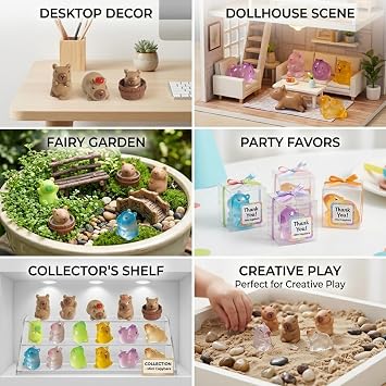 Resin Capybara Figurines – 33 Pcs Glow in The Dark Mini Animals, Colour Changing Tiny Decorations for Fairy Garden, Plant Pots, Desk & DIY Crafts