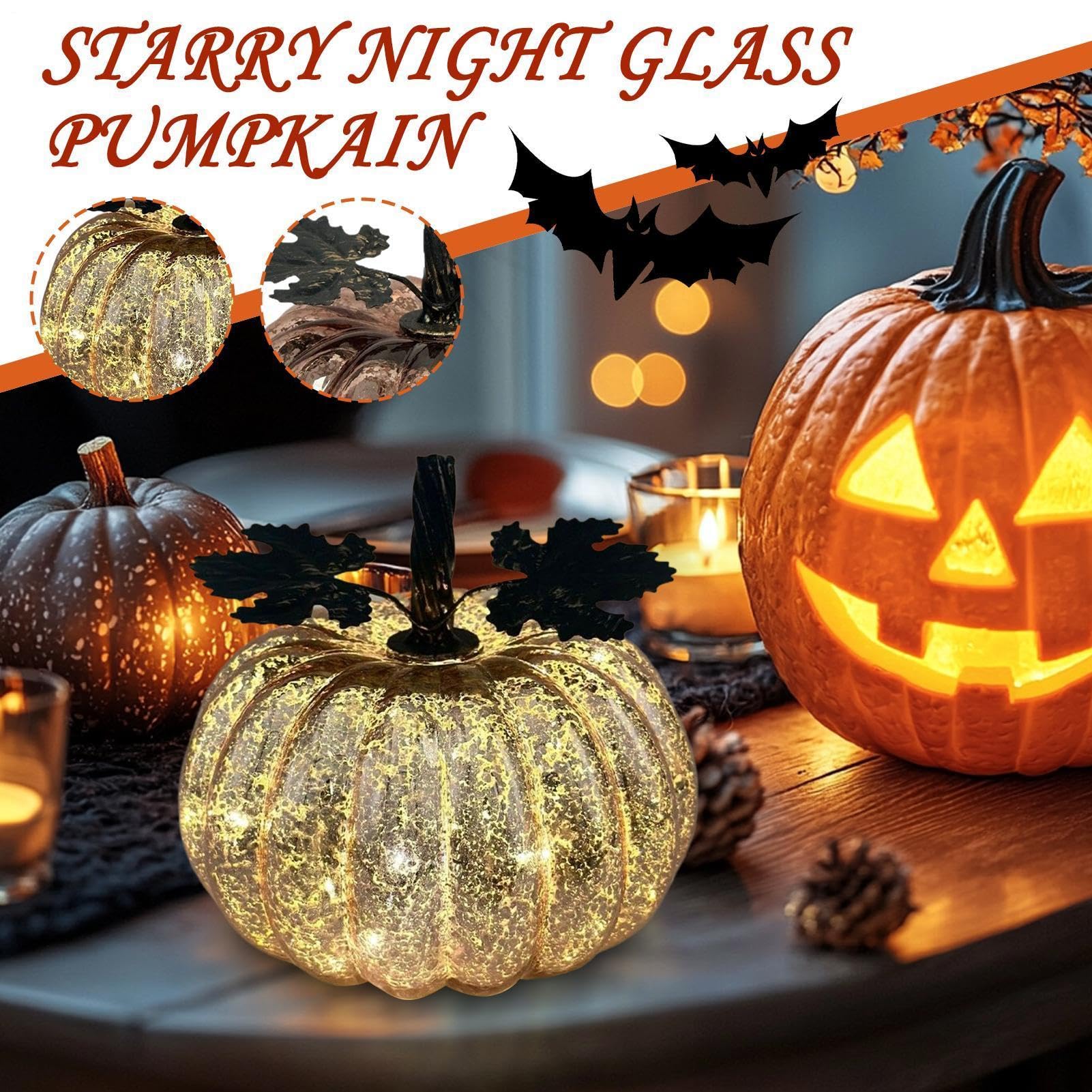 Lampada a forma di zucca di Halloween, luce a forma di zucca, timer, LED, decorativa | Lampada da scrivania per autunno festa del Ringraziamento libreria interna camera da letto soggiorno