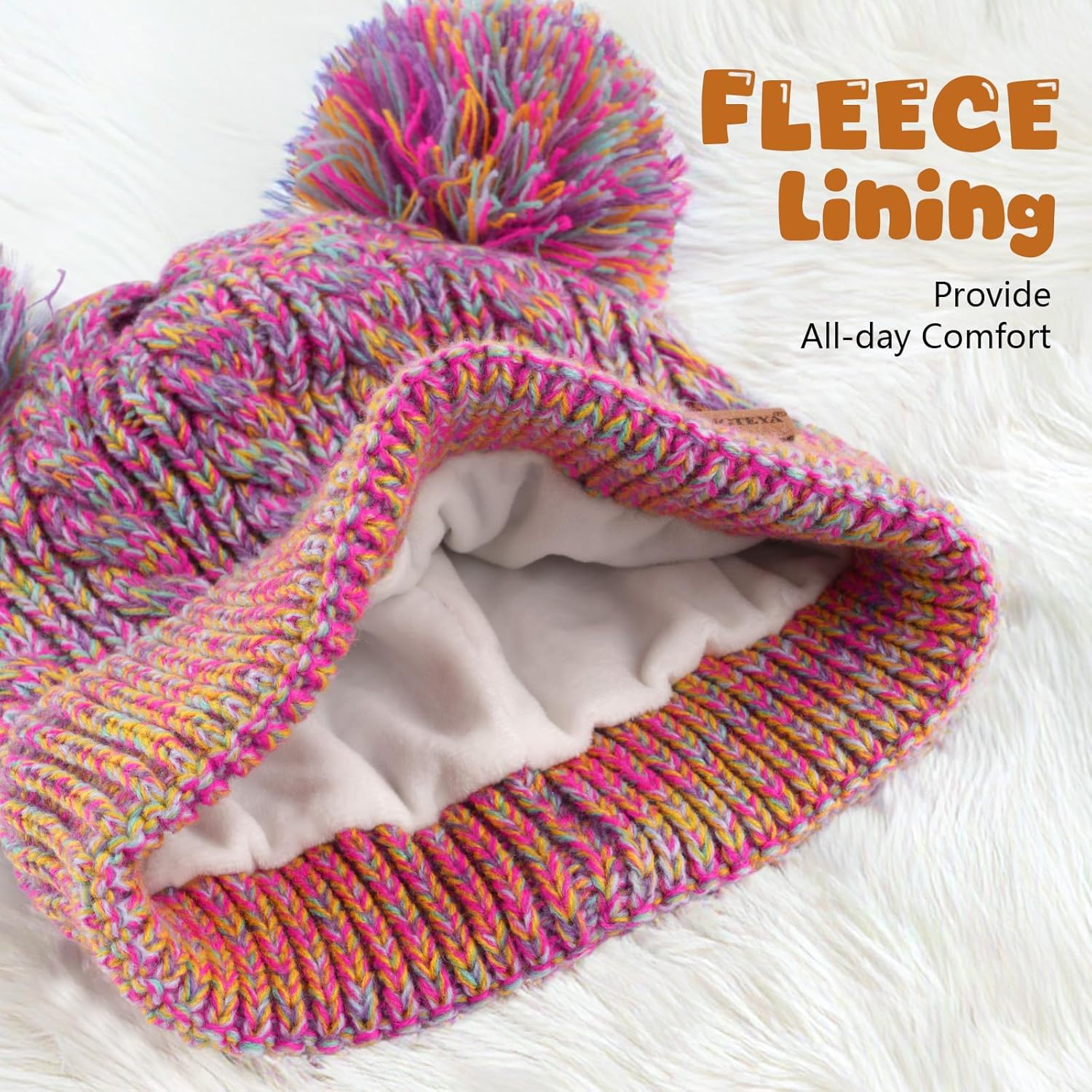 HONGTEYA Kids Winter Hat Gloves Scarf Set, Unisex Baby Kids Velvet Lined Neck Warmer With Earmuff for Boys Girls 3-15 - Image 3