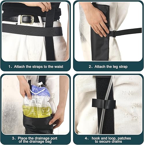Miniatura 4 de SATINIOR 3 piezas de soporte para bolsa de catéter para hombres y mujeres, fundas de bolsa de drenaje urinario con cinturón ajustable para piernas,