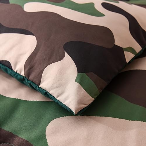 Vista 179 de Meeting Story Juego de ropa de cama de camuflaje, juego de edredón estilo patrón colorido, 5 piezas, un edredón, dos fundas de almohada, dos sábanas