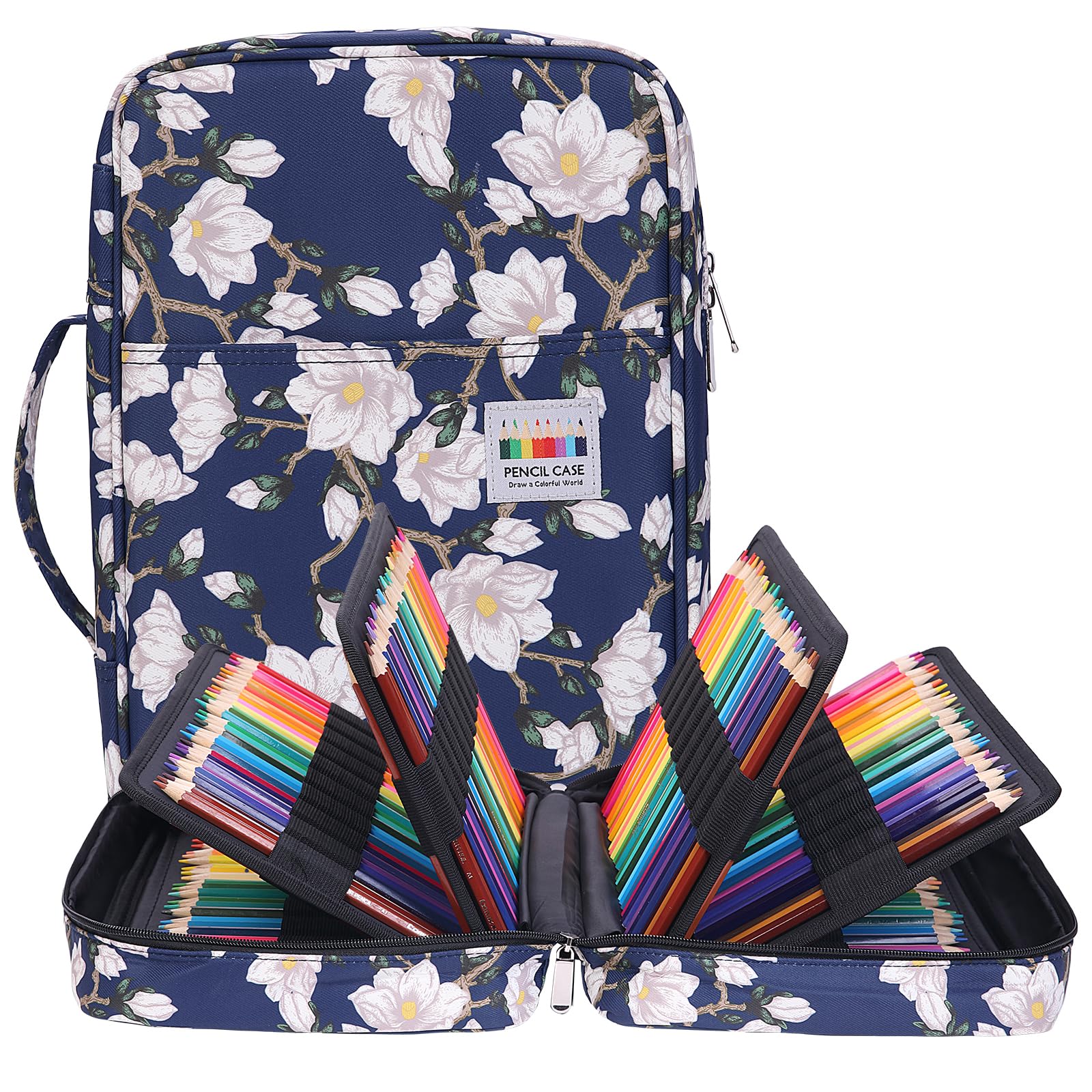 BOMKEE Large Capacity Pencil Case for Adults, 304 Slots Pen Case Pencil Case Multi Compartments Slot Pen Organizer Bag for Colored Pencils, Markers, Gel Pencils (Kapok, 304)