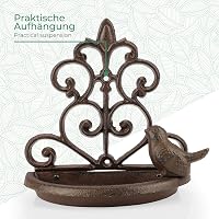 WILDLIFE FRIEND Fali Madáritató, Fagyálló Öntöttvas Madárfürdő Kertbe és Erkélyre, Vadmadarak Számára, Barna, Fali Rögzítésű 3