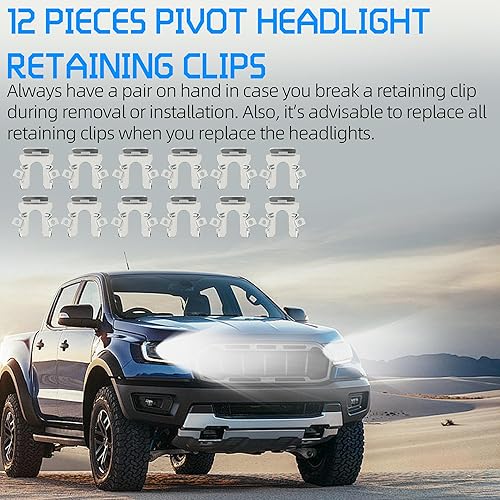 Vista 9 de TonGass Paquete de 6 clips de retención de faros delanteros de repuesto exactos compatibles con Ford F-150 F-250 F-350 Bronco 1992-1996 Lincoln