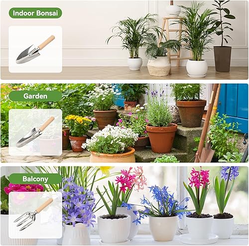 Miniatura 8 de Herramientas de jardinería 13 piezas de acero inoxidable resistente juego de herramientas de jardín con bolsa de almacenamiento, rodilleras, botella