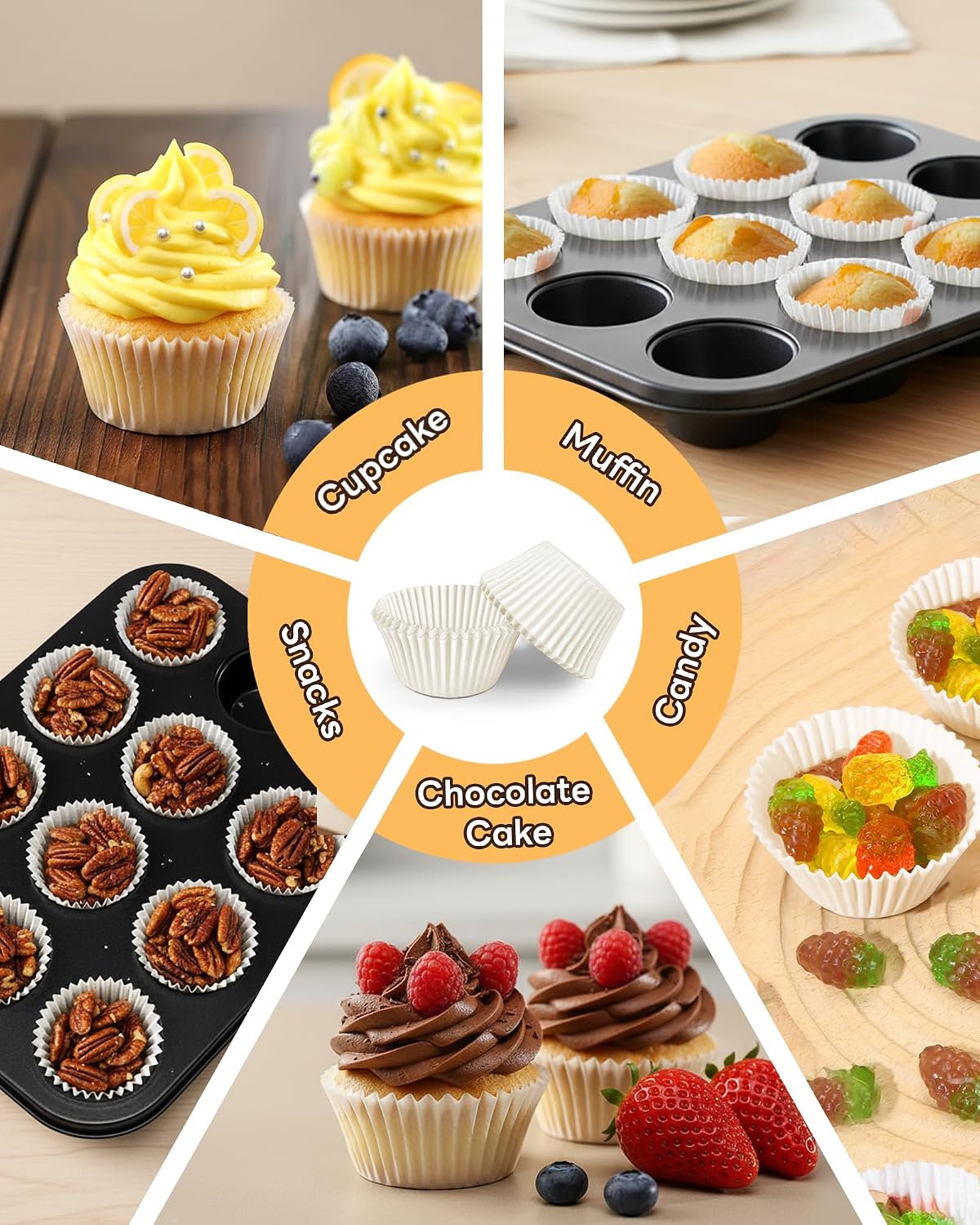 Bake Choice 400pcs White Cupcake Liners for Baking, Mini Muffin Liners