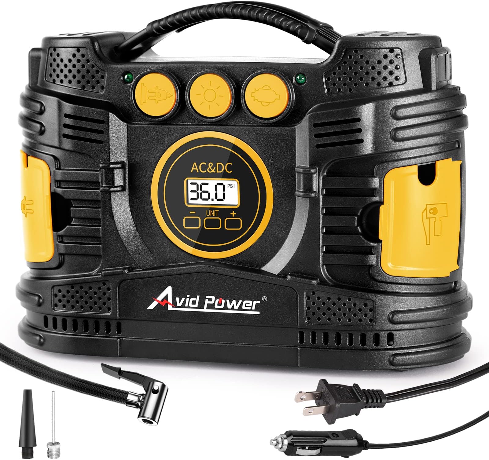 DC/AC Air Pump for Car Tires, Tire Inflator Portable Air Compressor 12V ...