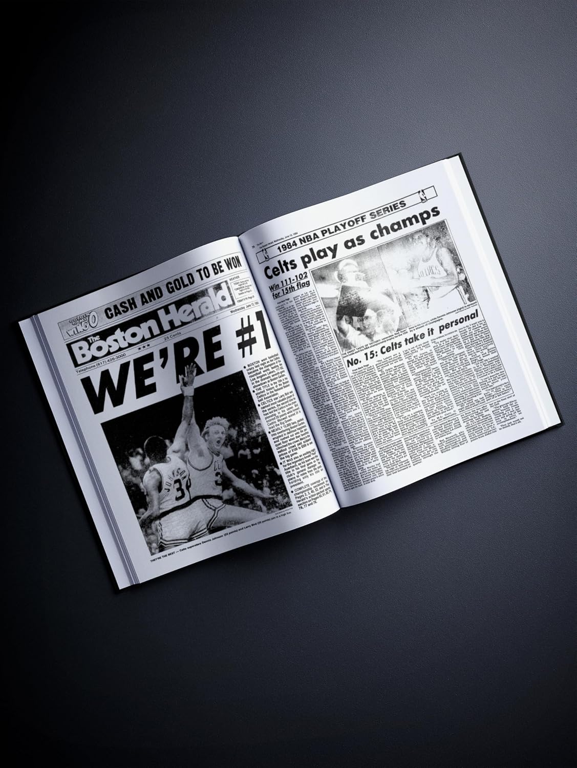 Signature gifts Basketball Newspaper History Book,Personalized A3 Large Deluxe Hardcover - NBA Fan - Keepsake Gift - Name Gold Embossed