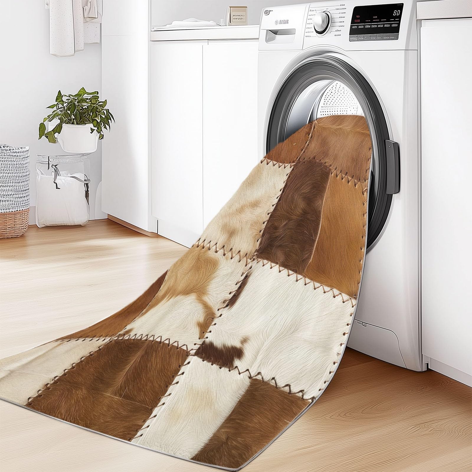 Patchwork Teppich Dunkelgelb 90 x 150 cm– Moderner Teppich für Wohnzimmer, Esszimmer & Außenbereich – In- & Outdoor im Design-Look