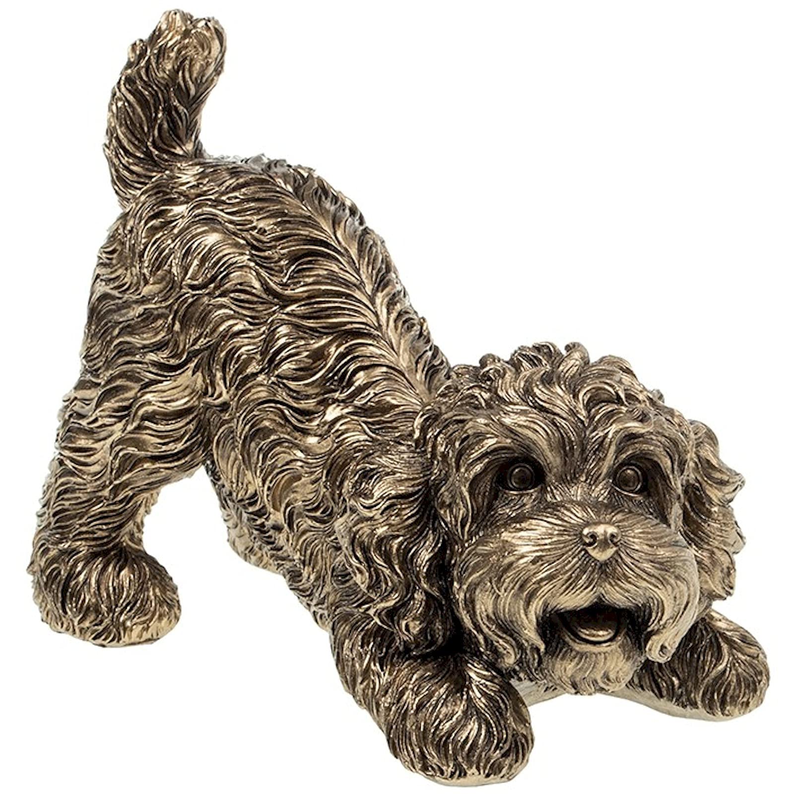 Shudehill Giftware Bronze Playing Cockapoo Dog Figurine Ornament Boxed