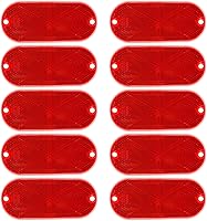 Vista 1 de Reflector ovalado rojo de 10 piezas con orificio de montaje utilizado para carreteras, reflector frontal ovalado para valla de entrada, postes