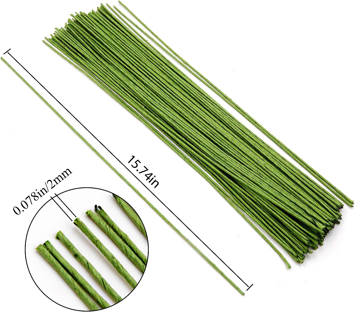 KINJOEK 400 Counts 16 Inch Floral Wire,14 Gauge Floral Stem Wire for DIY Floral Arrangements and Decorations