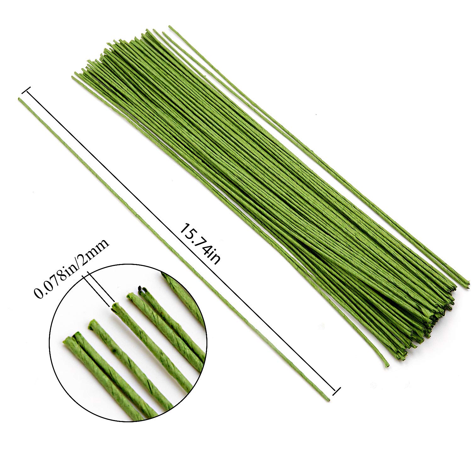400 Fili Floreali Calibro 14 – Lunghezza 40 Cm, Spessore 2 Mm – Filo Stelo In Ferro Rivestito Carta Per Composizioni Floreali E Decorazioni Fai Da Te