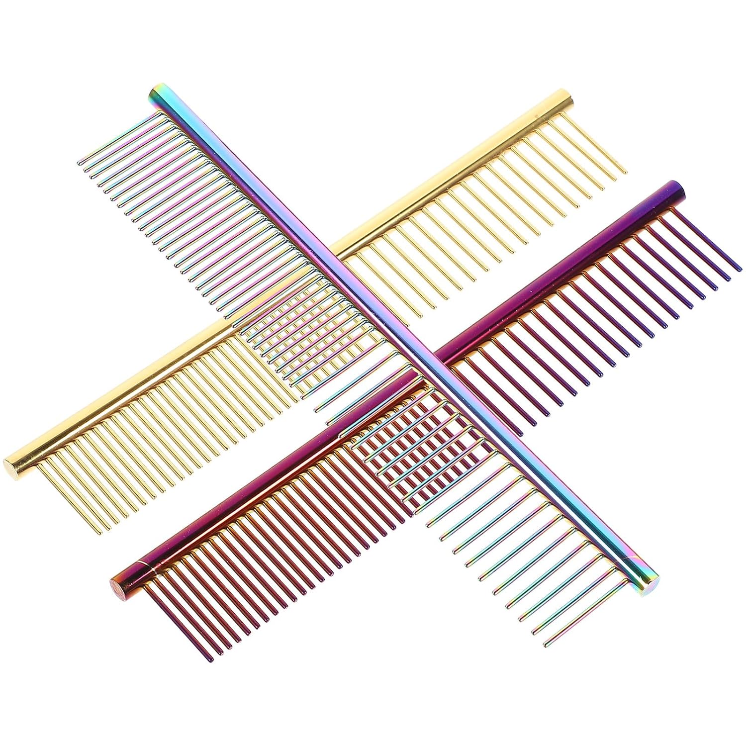 3Pcs Wear-Resistant Pet Grooming Combs Set with Aluminum Handle, Small Portable Hair Dematting Tools for Dogs and Cats, Household Use for Removing Tangles and Shedding